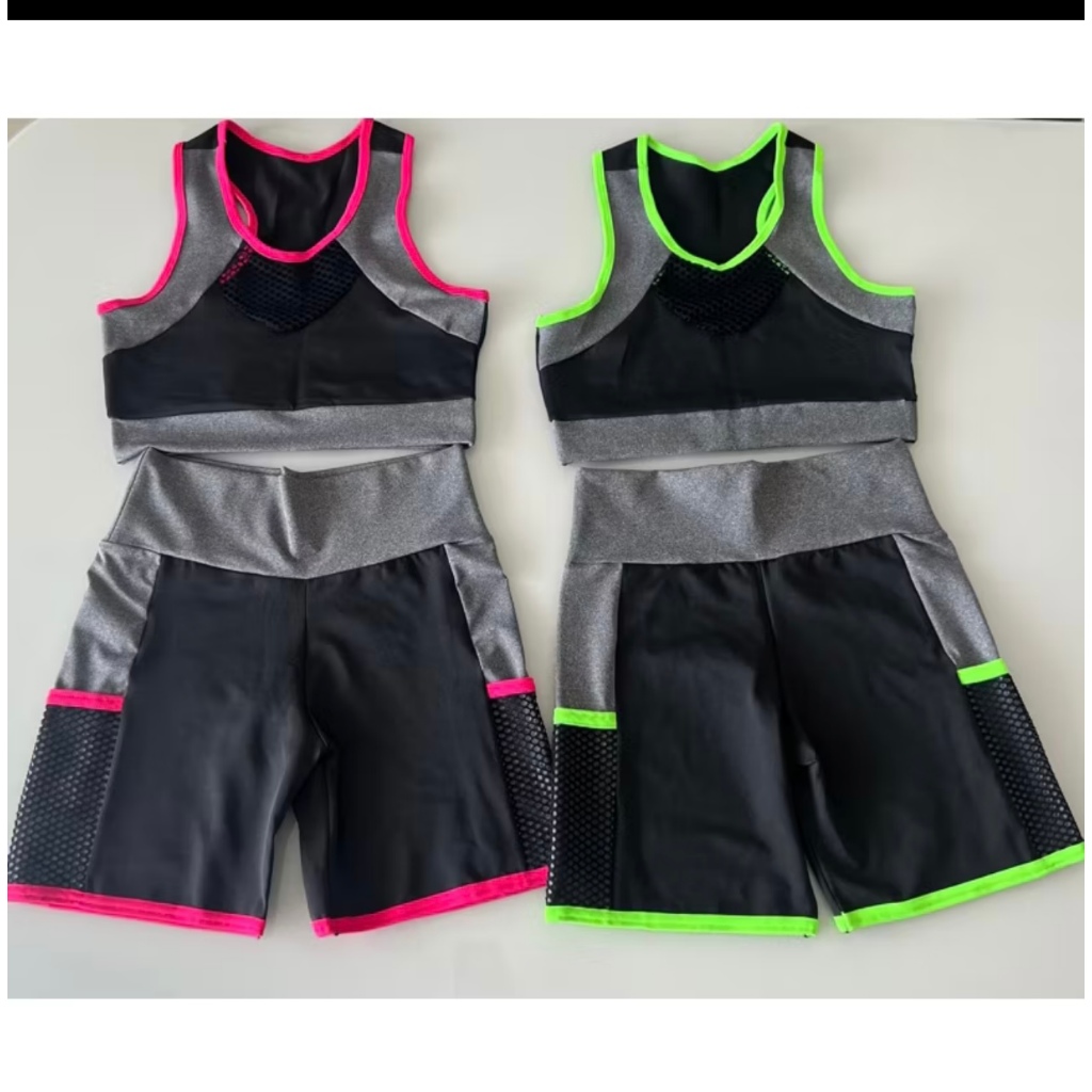 Conjunto Short Cintura alta e Top Academia sem bojo Suplex