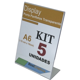 5 Displays L Expositor Cardápio Pix Porta Folheto A6 10x15cm Cristal QR Code Menu Balcão Propaganda em Oferta na Shopee