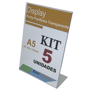 5 Displays L Expositor Cardápio Pix Porta Folheto A5 21x15cm Cristal QR Code Menu Balcão Propaganda em Oferta na Shopee