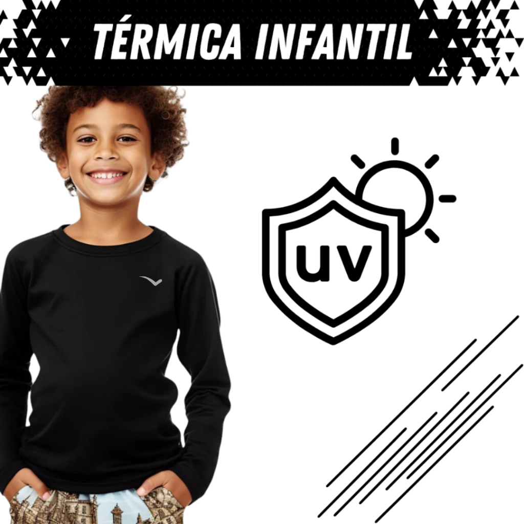 Camiseta térmica infantil Fenix proteção solar UV 50+ Segunda pele
