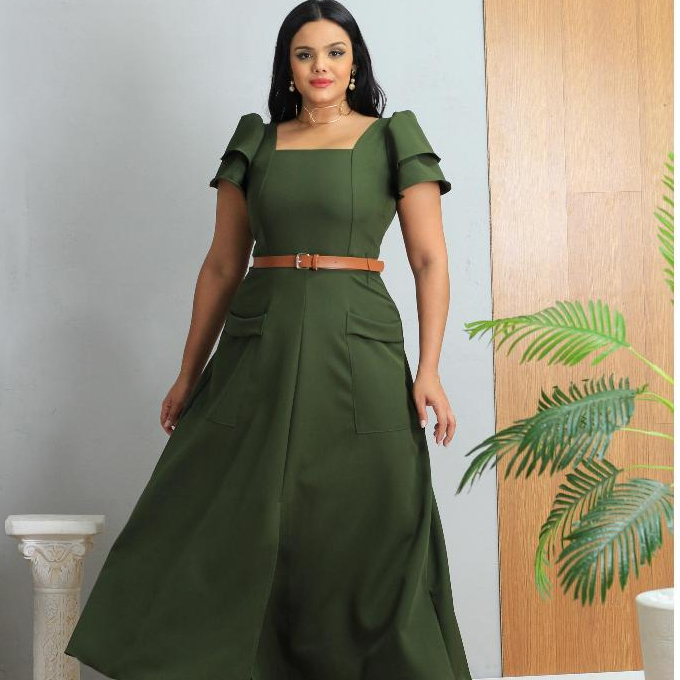 Vestido Feminino Tecido Sensorial com Fenda, Bolsos Frontais e Zíper Nas Costas em Oferta na Shopee