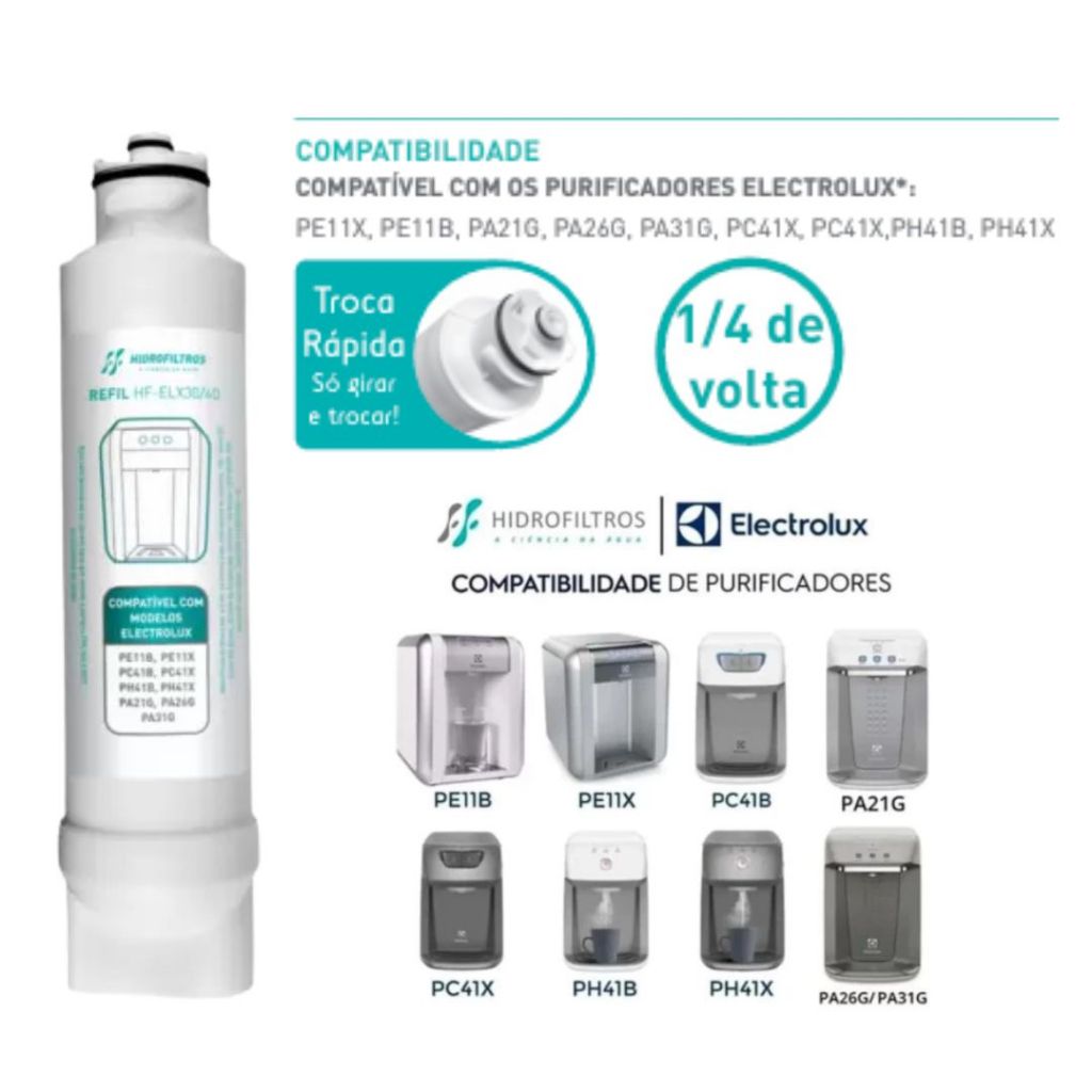 Refil Purificador Hidrofiltros HF-ELX 30/40 Para Eletrolux 5000 Litros