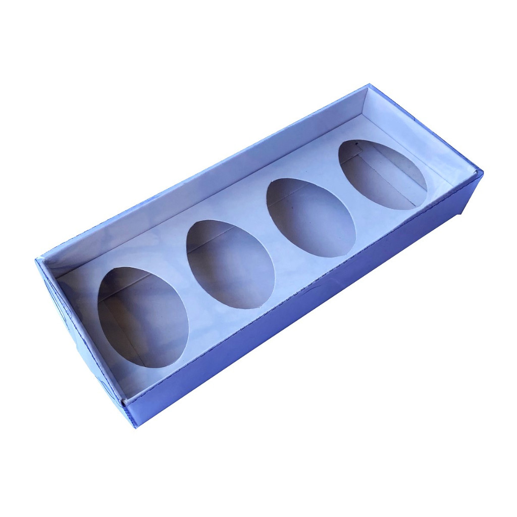 Caixa para Ovo de Colher 4x50gr 20,6x8,3x3,5 Tampa PET Embalagem Páscoa