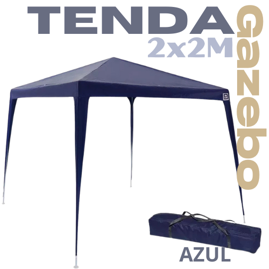 TENDA GAZEBO BARRACA 2X2M BELFIX EM TECIDO RÁFIA AZUL FPS UV 60% - ORIGINAL COMPLETA C/ KIT FIXAÇÃO.