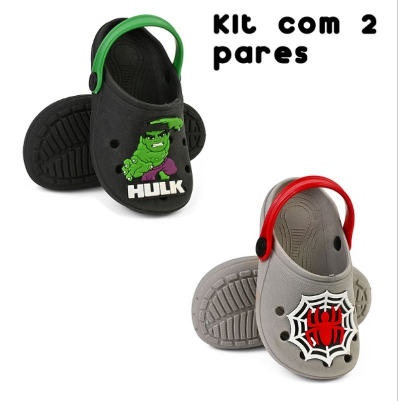 Sandália Infantil Kit 2 Pares Masculino Babuche Para Menino Papete Confortável