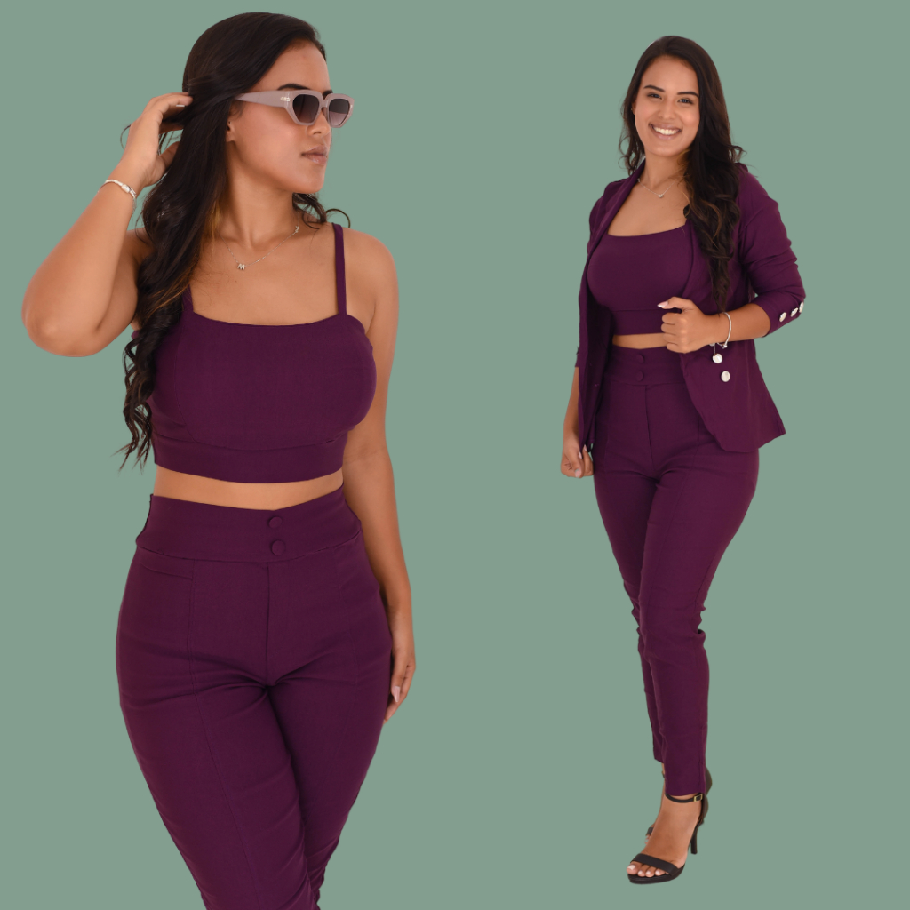 Conjunto Social Luxo  Blazer Cropped e calça