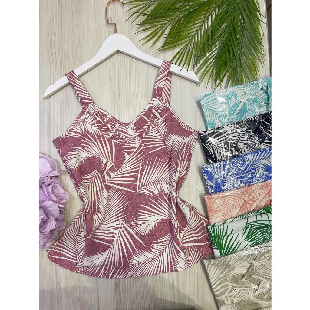 Regata estampada tecido crepinho bonito fashion em Oferta na Shopee