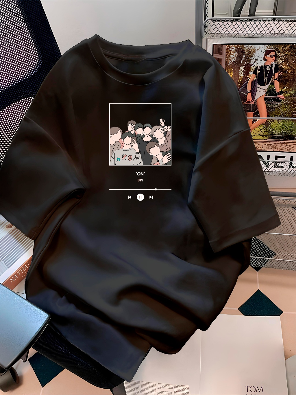 Camiseta estampa BTS “on” blusa confortável, T-Shirt coreano e casual, camisa 100% algodão