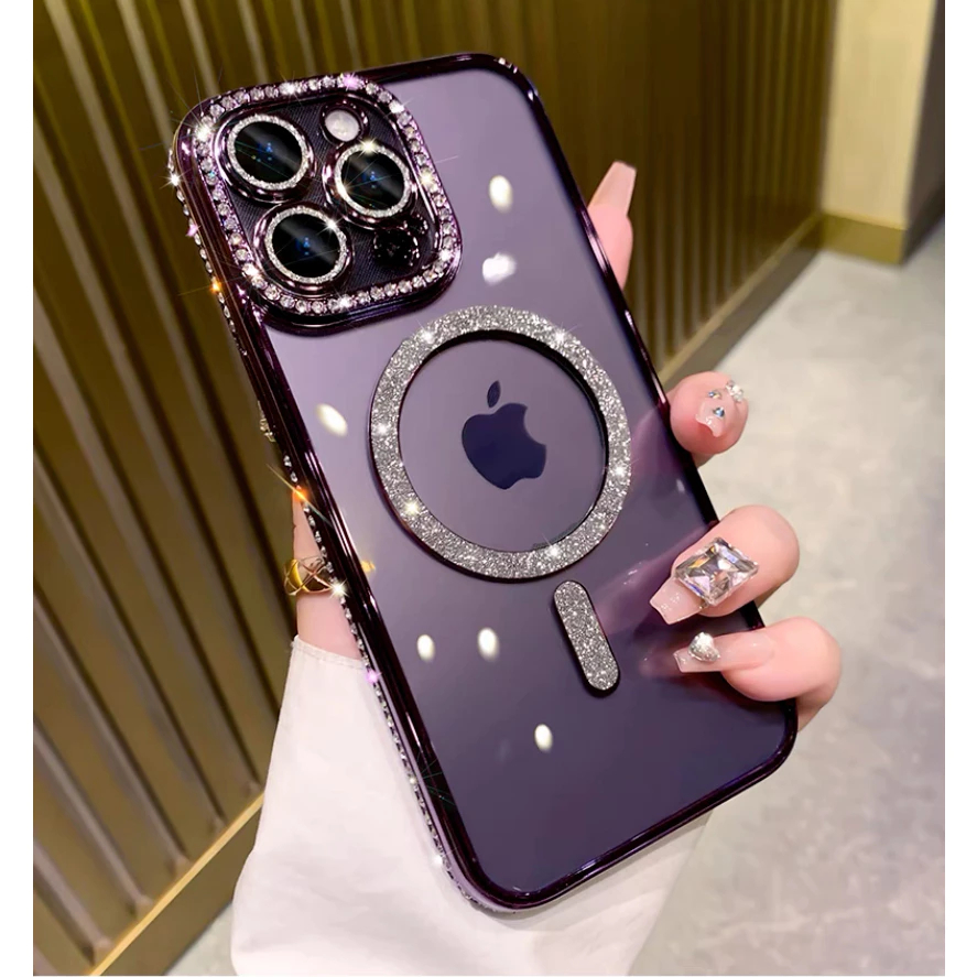 Capinha capa case Magsafe Brilho Luxo Strass iPhone 11 12 13 14 15 16 Promax em Oferta na Shopee
