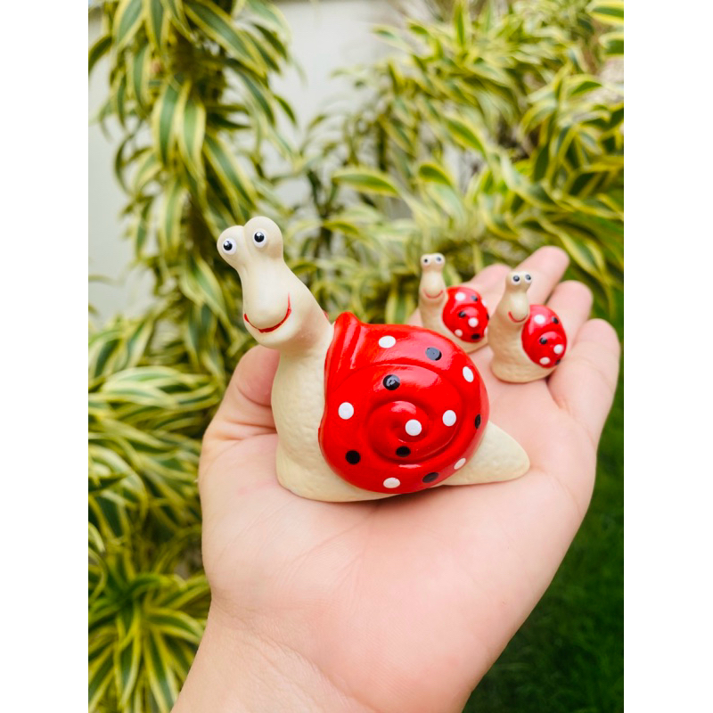Miniatura Trio Caracol Feliz Terrário Decoração de Jardim