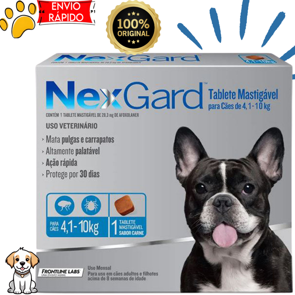 Antipulgas e Carrapatos Nexgard para cães de 4,1 a 10kg - Envio Rápido em Oferta na Shopee