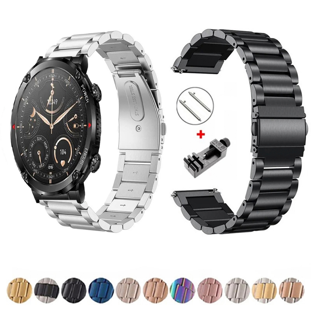 Pulseira de Metal Elos de aço inox para Smartwatch Lige T30 de Engate Rapido