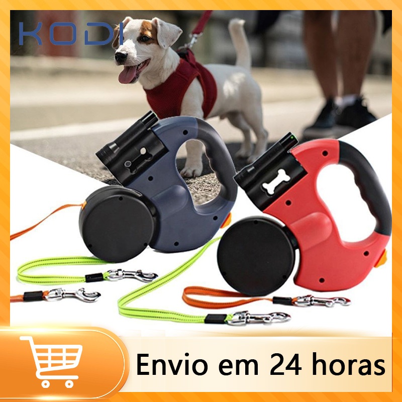 Roda automática telescópica de nylon,tração dupla telescópica de 3metros,com botões controle para ajuste cachor Z17 em Oferta na Shopee