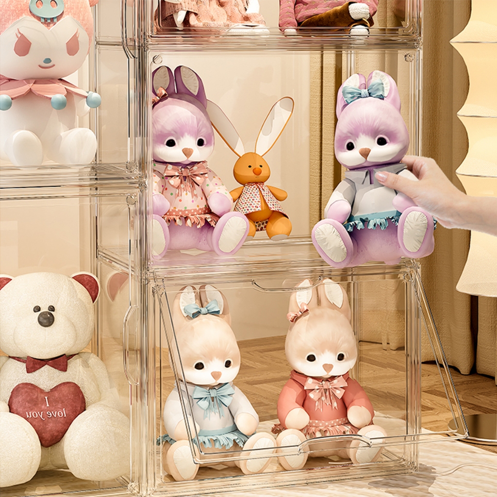 Caixa Organizadora De Pelúcia De Acrílico E Figuras De Ação Transparentes Empilháveis Com Porta Magnética em Oferta na Shopee