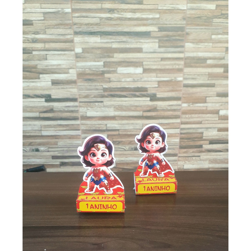 Porta bis duplo lembrancinhas festa aniversario personalizada infantil Mulher Maravilha Baby