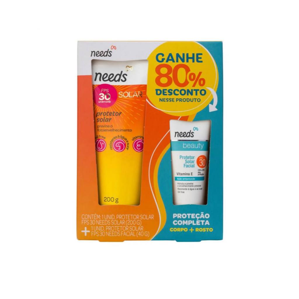 Kit Protetor Solar FPS 30 Needs Facial 40g + Corporal 200g