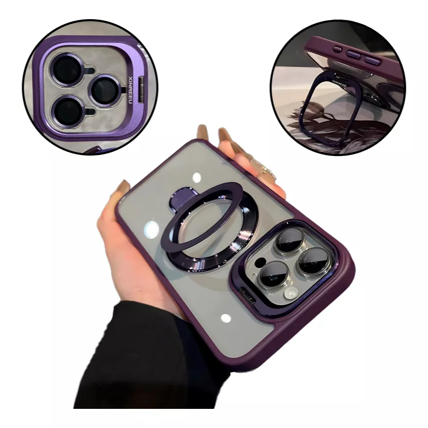 Case Capa Capinha com Suporte Magsafe Película de Câmera para iPhone 11 12 13 14 15 Pro Promax em Oferta na Shopee