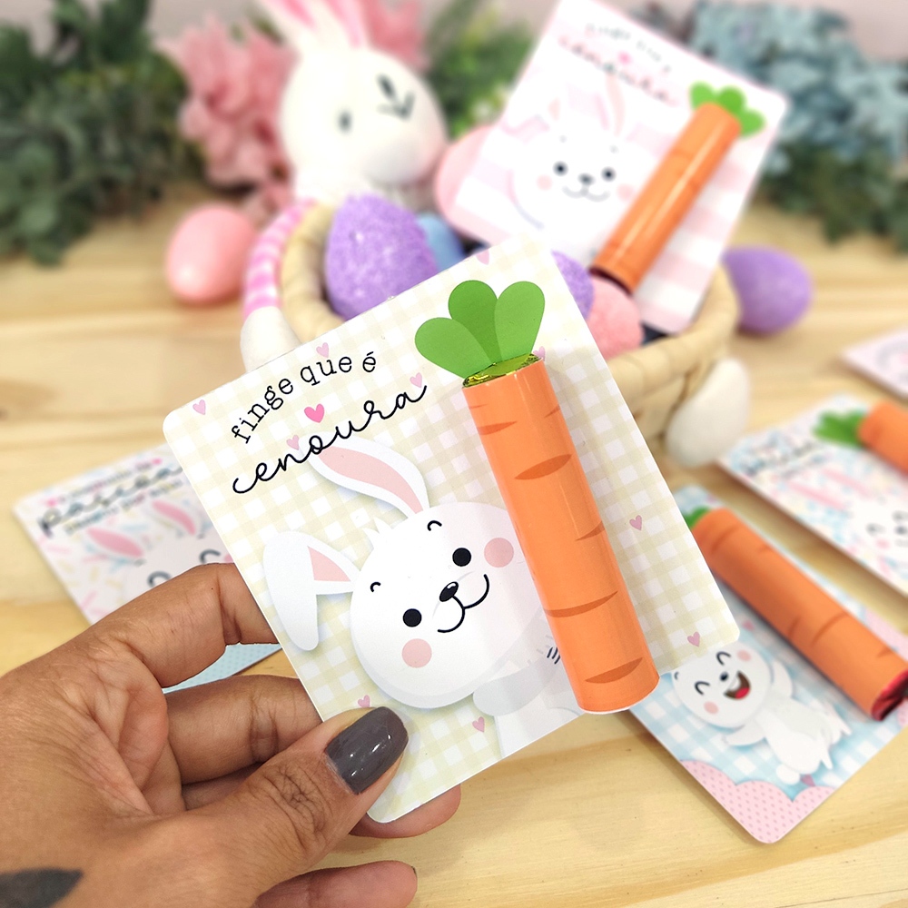 30/50/100 Mimo para Páscoa - Card Páscoa + Adesivos de Cenoura- (Não acompanha Chocolate) em Oferta na Shopee
