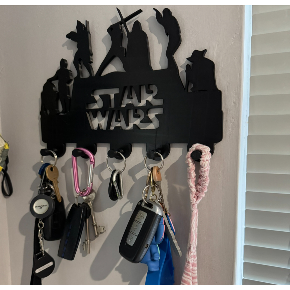 Porta Chaves de parede Star Wars | Gancho de parede adesivo | Saga Galáctica | Decoração Geek Cinema | Suporte 5 Ganchos