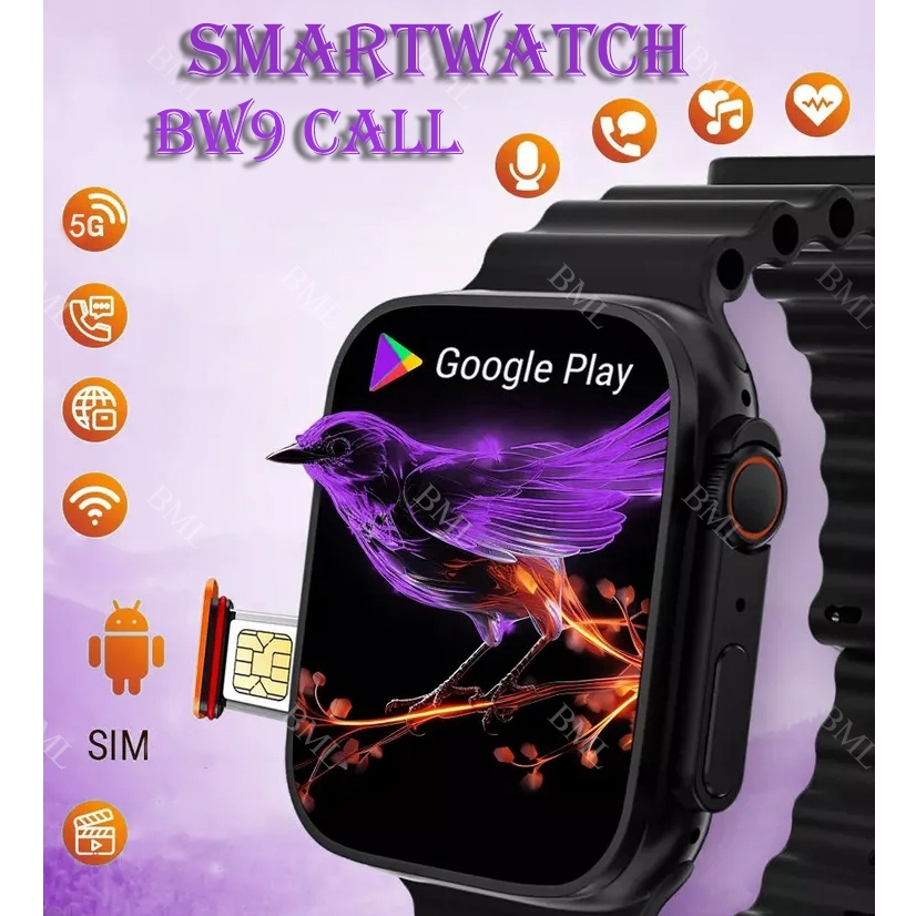 【5G SIM Card】BW9 CALL Relógio Smartwatch Com Chip,Chamada WIFi e Bluetooth Relógio inteligente NFC GPS B100 CALL