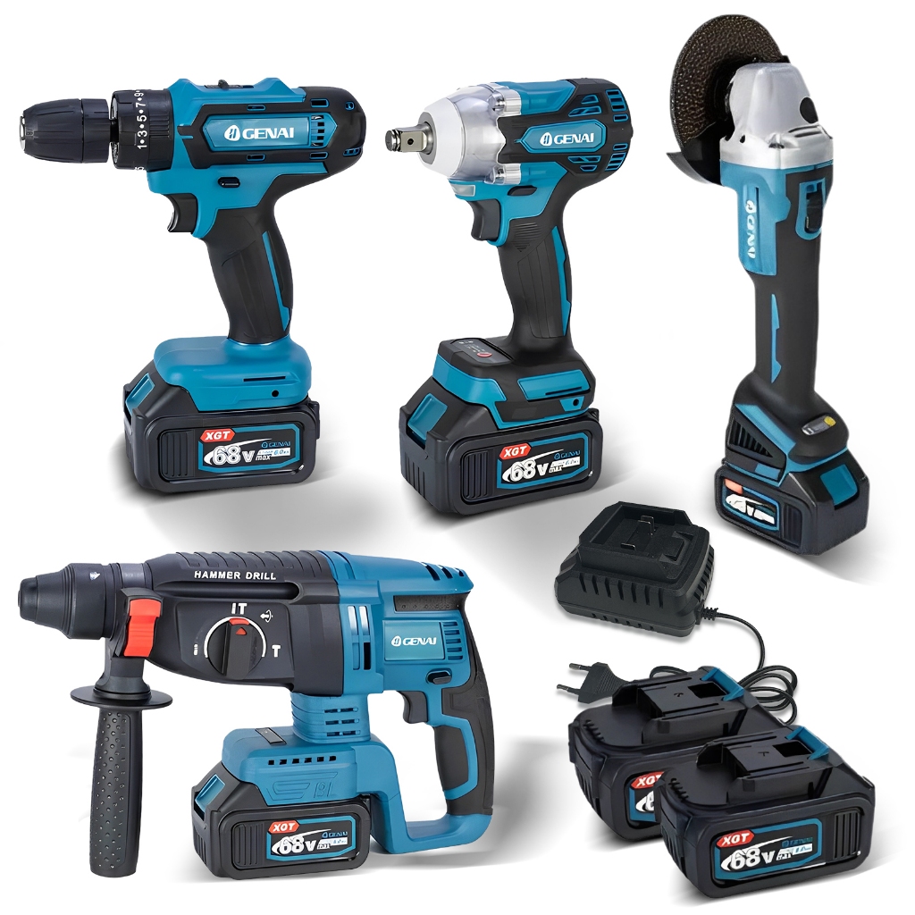 Kit 4em1 Ferramentas Martelete Esmerilhadeira Lixadeira Parafusadeira Chave Impacto Bateria 68v Com Acessórios E Caixas em Oferta na Shopee