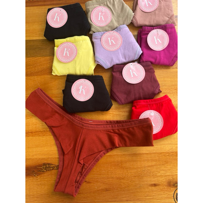 Kit com 10 calcinhas Fio Duplo 100% Algodão modelo Beatriz Confortavel