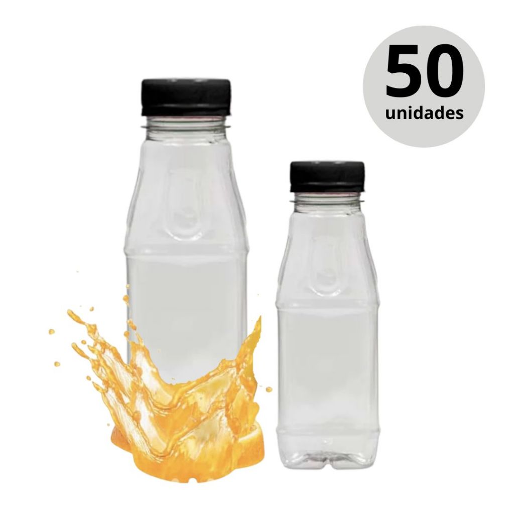 50 UNIDADES  - GARRAFAS PET PLÁSTICAS 300ML – COM TAMPA LACRE - Home & Living