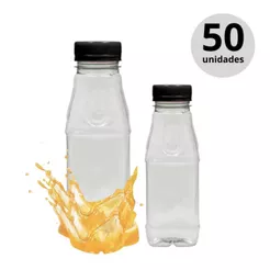50 UNIDADES - GARRAFAS PET PLÁSTICAS 300ML – COM TAMPA LACRE