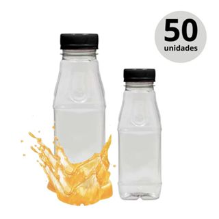 50 UNIDADES  - GARRAFAS PET PLÁSTICAS 300ML – COM TAMPA LACRE em Oferta na Shopee