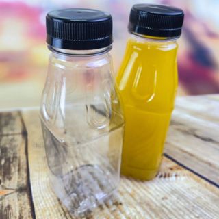 10~40 GARRAFA PET PLÁSTICA TRANSPARENTE TAMPA COM LACRE 300ML PARA SUCO E BEBIDA ( CHOCOBRAZ ) em Oferta na Shopee