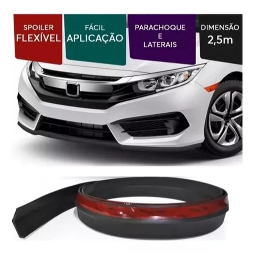 Saia Spoiler Do Parachoque Front Lip Preto Borracha Tunning Universal 2,50 Metros em Oferta na Shopee
