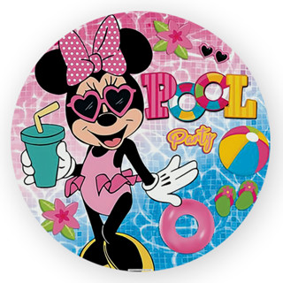 Capa Painel Redondo 1,5x1,5 de Festa Veste Fácil Sublimados Malha New Tema Minnie Pool Party em Oferta na Shopee
