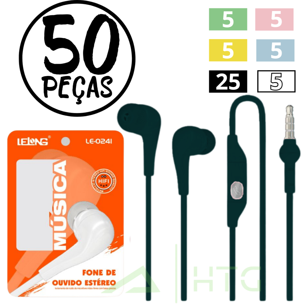 Kit Fone De Ouvido 3.5mm Com Fio e Microfone Fone 1,1 metros P2 LE-0241 em Oferta na Shopee
