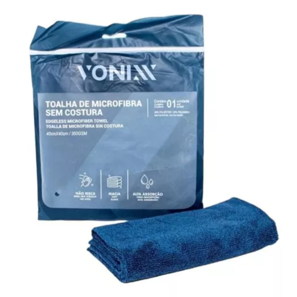 Toalha Microfibra 350gsm 40x40cm Vonixx Automotiva Macia