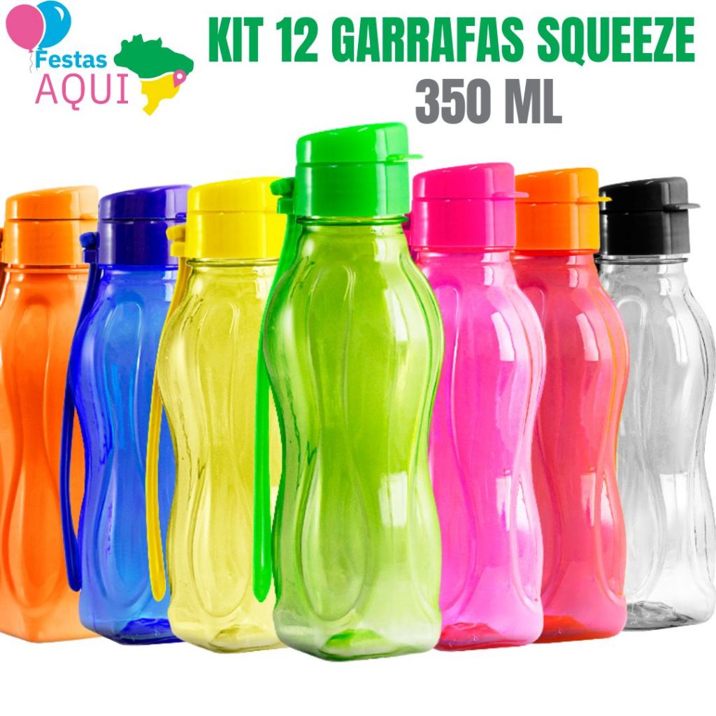 Kit 12 Garrafa Squeeze 350 mL em Oferta na Shopee