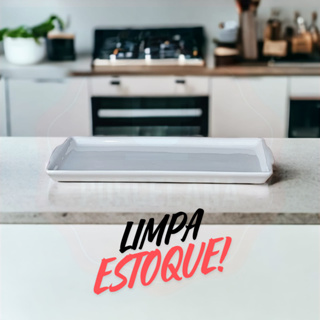 Travessa Retangular Rasa Pequena Grande Porcelana 2° Linha em Oferta na Shopee