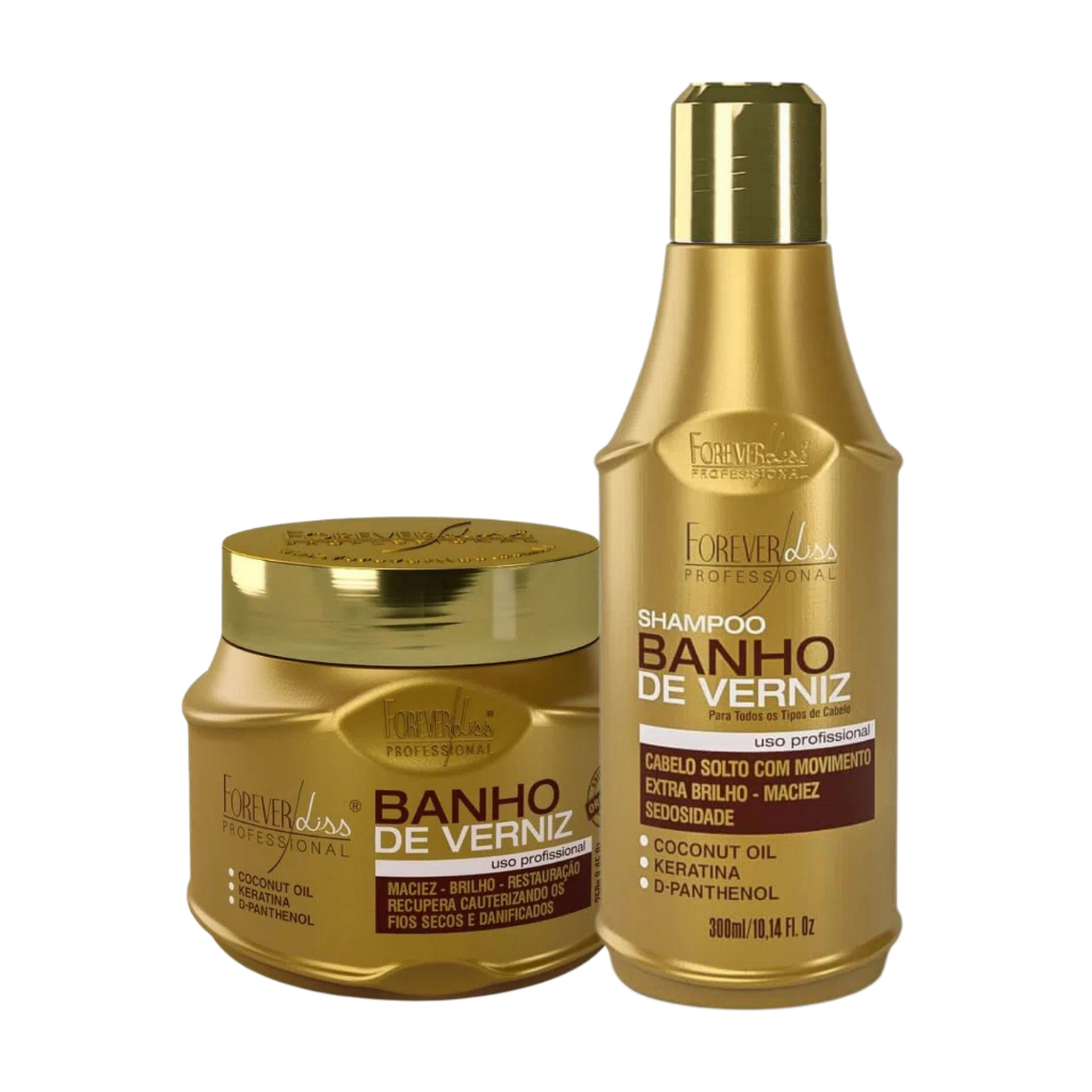 Kit Shampoo 300ml e Máscara 250g Forever Liss Banho de Verniz