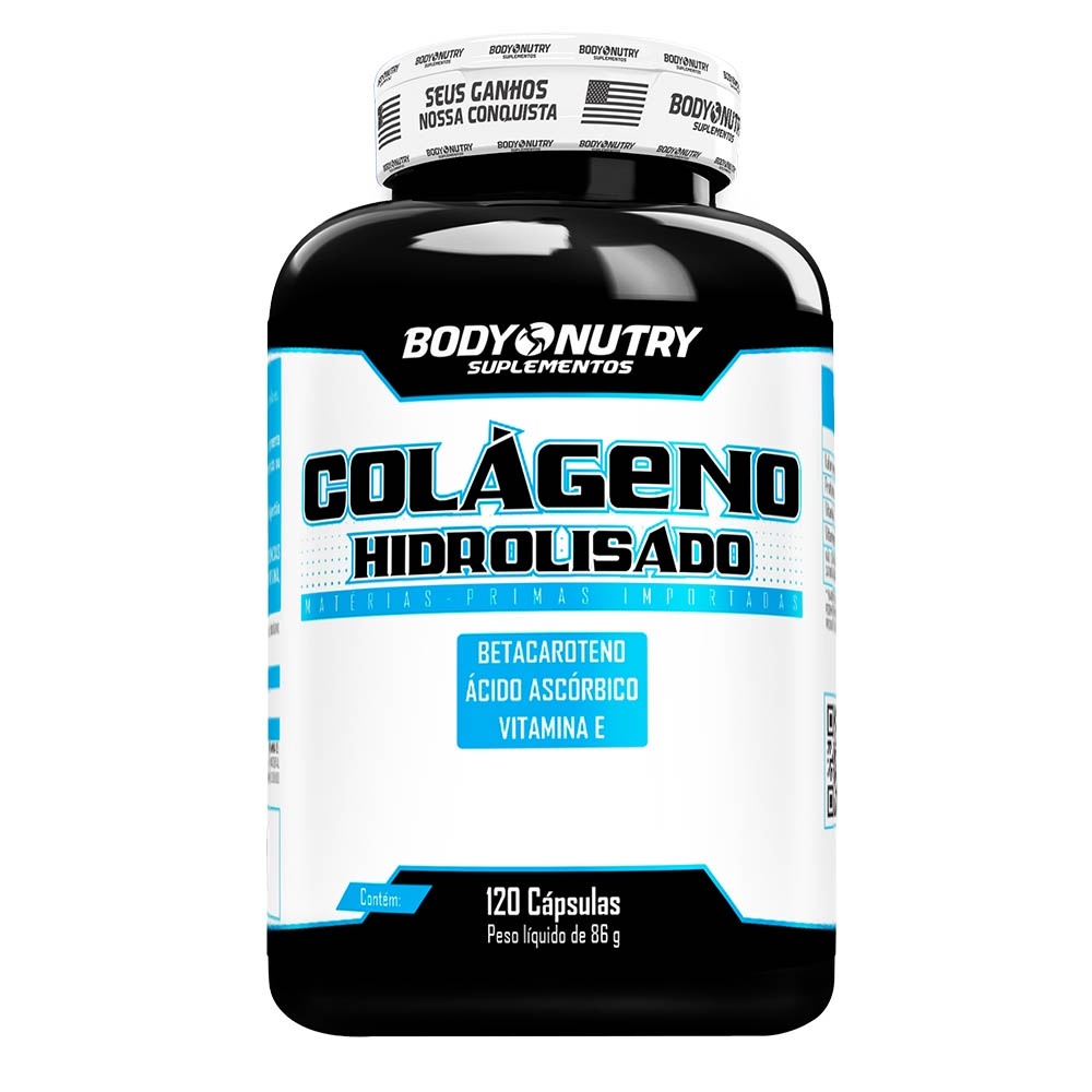 Colágeno Hidrolisado (Vitamina C, E e Betacaroteno) 120 cápsulas, Body Nutry