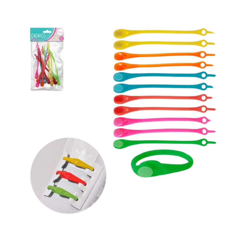 Cadarço de silicone colorido 12 pçs