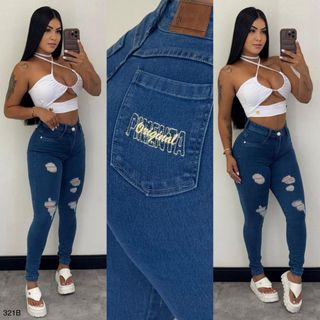 Calças Jeans Sal e Pimenta - Pimenta Original com lycra cintura alta em oferta