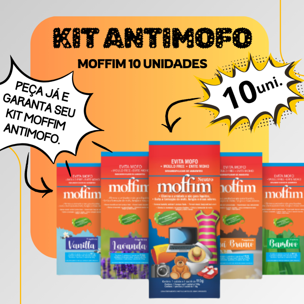 Kit 10 Antimorfo Moffim Desumidificador Guarda Roupa Armário