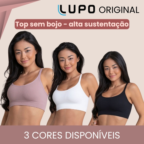Top Lupo Power Sem Bojo Adulto Básico Sem Costura Alta Sustentação Canelado