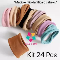 ANA1108 Kit 24 Pcs avançado Elástico de Cabelo Xuxinha Esportiva/Tecido Confortável Cabelo Acessório