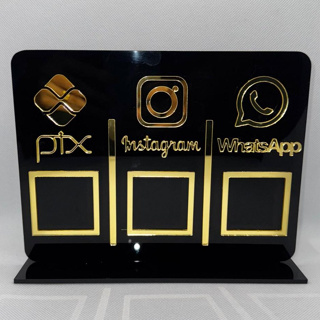 Placa Pix Qr Code Display 3 Em 1 WhatsApp Pix Insta Em Acrílico Espelhado Elegante em Oferta na Shopee