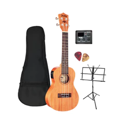 Ukulele Shelby Concert elétrico SU-23ME mogno + acessórios