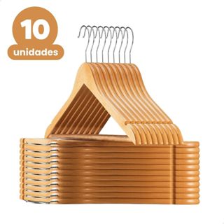 Kit Cabide De Madeira Para Roupas Calça Adulto 10 Unidades em Oferta na Shopee