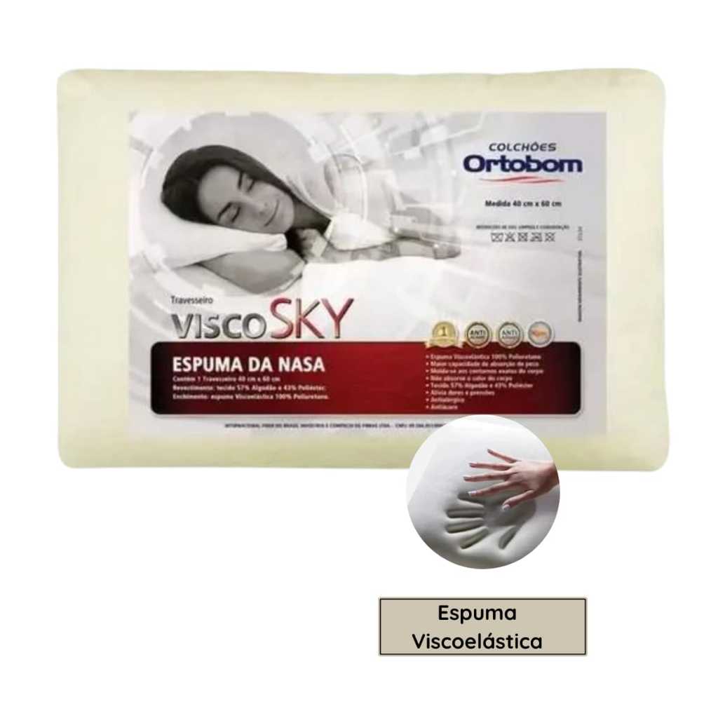 Travesseiro Espuma Viscoelástica Ortobom - Comprar com Melhor Preço em Roupas de Cama