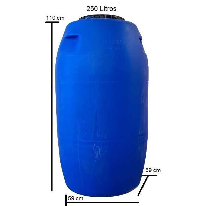 Bombona/tambor/barrica Plástica de 250 litros com tampa removível - Usada