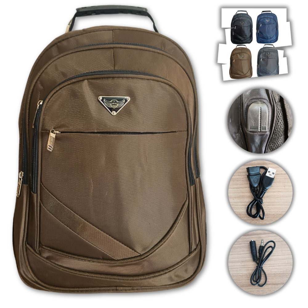 Mochila Grande Masculina Impermeável Alça Resistente Reforçada USB Fone Faculdade Escola Notebook