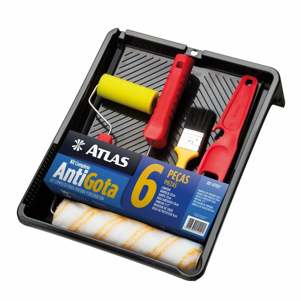 Kit P/Pintura Rolo Antigota 23 Cm Completo C/06 Pçs Ref.At1017 Atlas